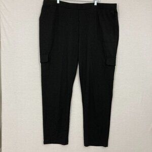 Lisa Rinna Black Slim Leg Stretch Cargo Comfy Pull-on Pants 2X